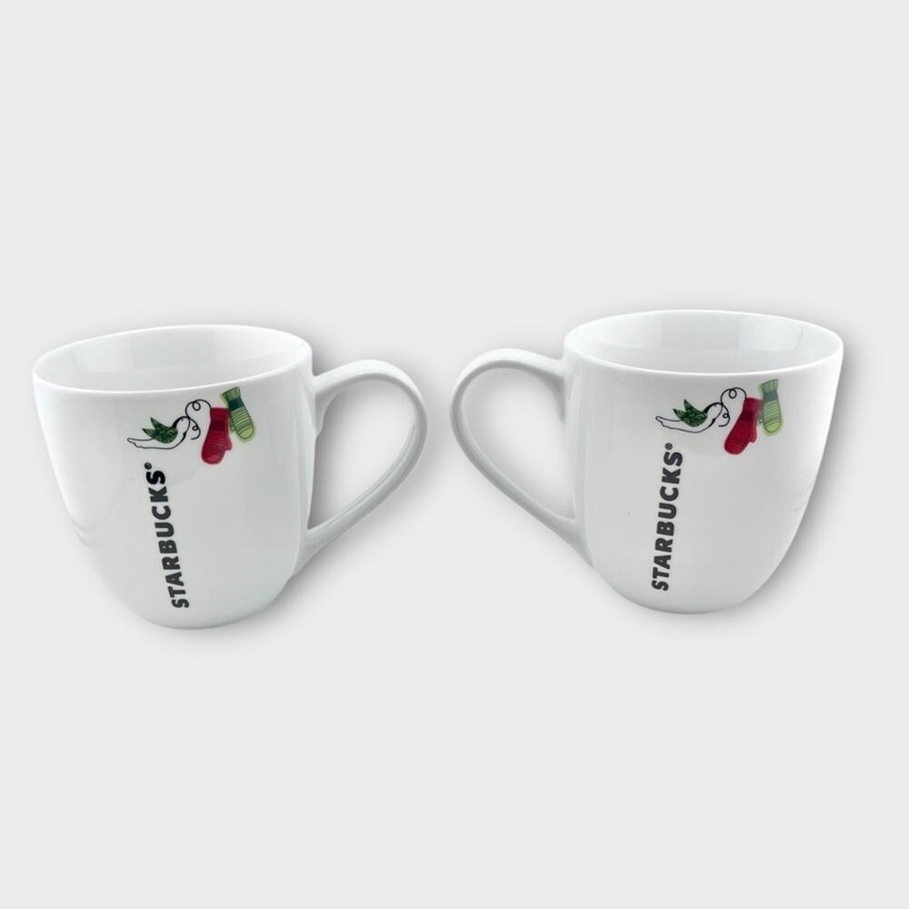 STARBUCKS 2011 Christmas Holiday 13 Oz Coffee Mug Set of 2 Collectible - Picture 3 of 5